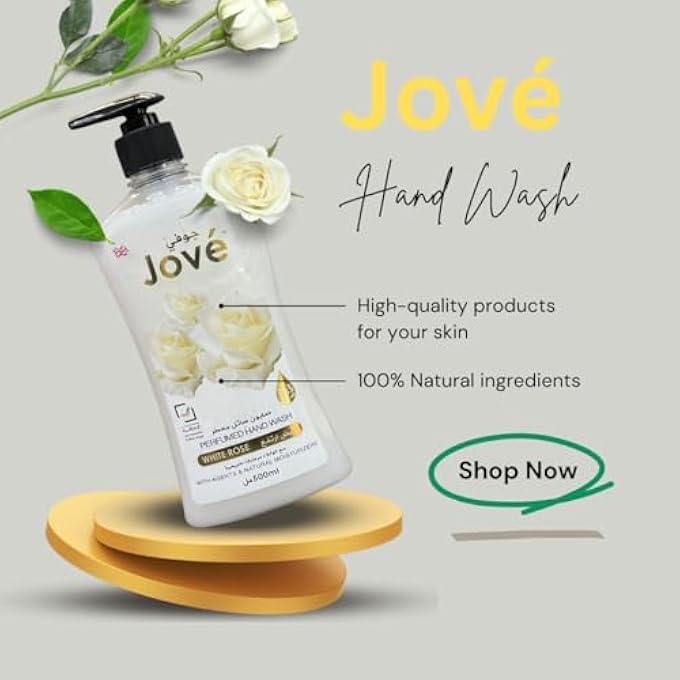Jove HAND WASH WHITE ROSE 500ML | GENTLE & MOISTURIZING HAND CLEANSER | INFUSED WITH WHITE ROSE EXTRACTS | SOFT & HYDRATED HANDS | PH BALANCED & PARABEN-FREE | LONG-LASTING FLORAL FRAGRANCE - Image 3